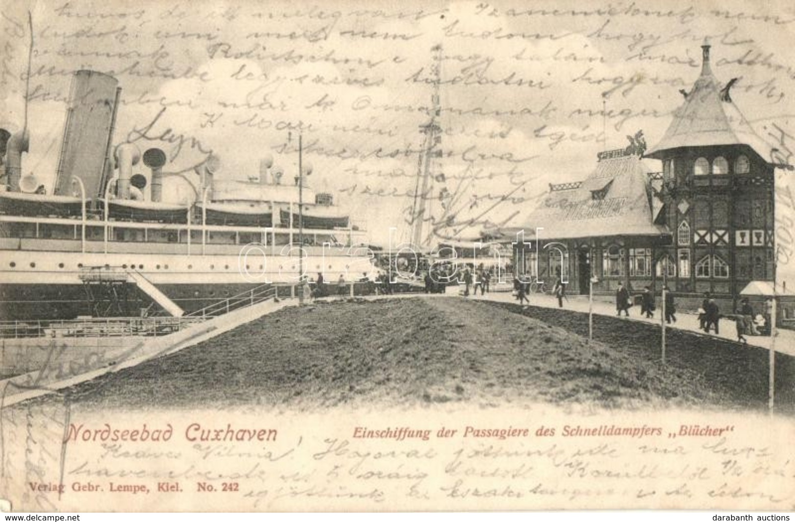 T2/T3 Cuxhaven, Nordseebad, Einschiffung Der Passagiere Des Schnelldampfers 'Blücher' / Embarkation Of The Passengers Of - Zonder Classificatie