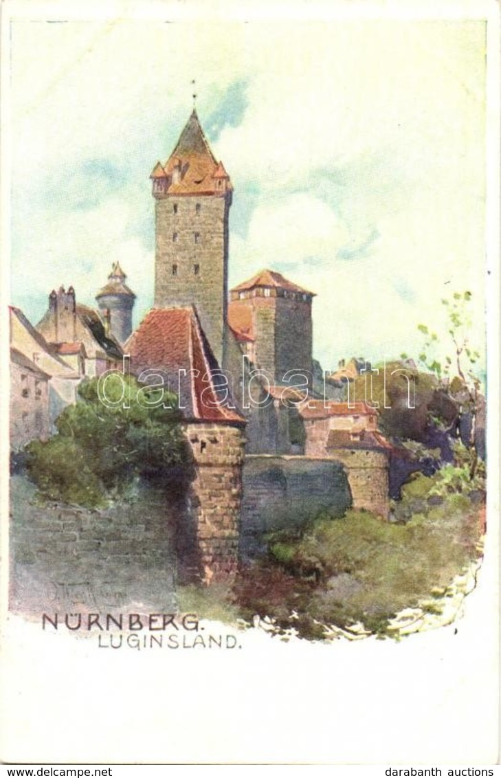 ** T1 Nürnberg, Luginsland / Castle, Tower, Artist Signed - Non Classificati