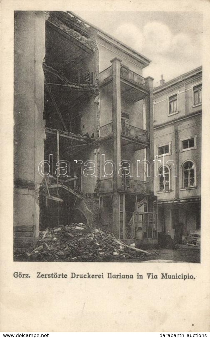 T2 Gorizia, Görz; Zerstörte Druckerei Ilariana In Via Municipio / Demolished Press - Zonder Classificatie