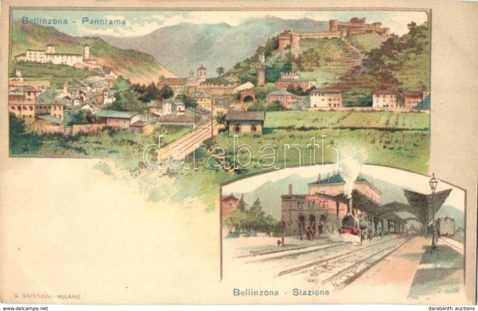 ** T2 Bellinzona, Stazione / Bahnhof / Railway Station. G. Gussoni Litho - Zonder Classificatie