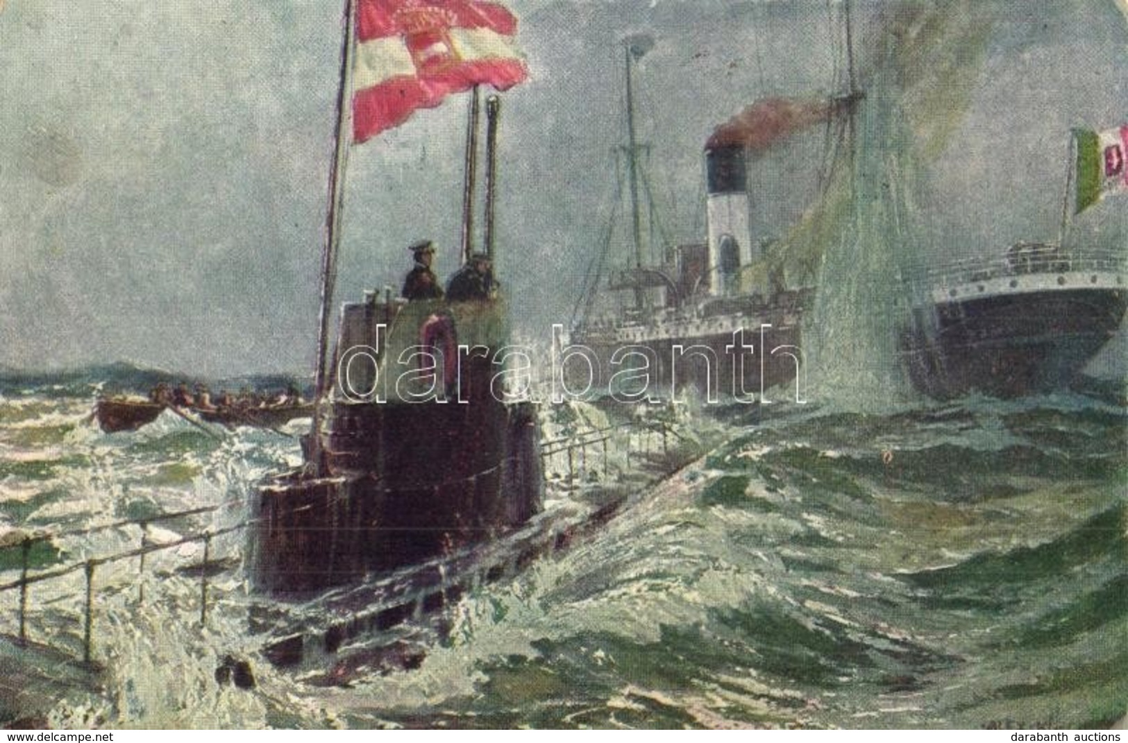 ** T2 Der Unterseebootkrieg In Der Adria (Versenkung Eines Italienisches Dampfers) / Submarine-war In The Adriatic Sea.  - Ohne Zuordnung