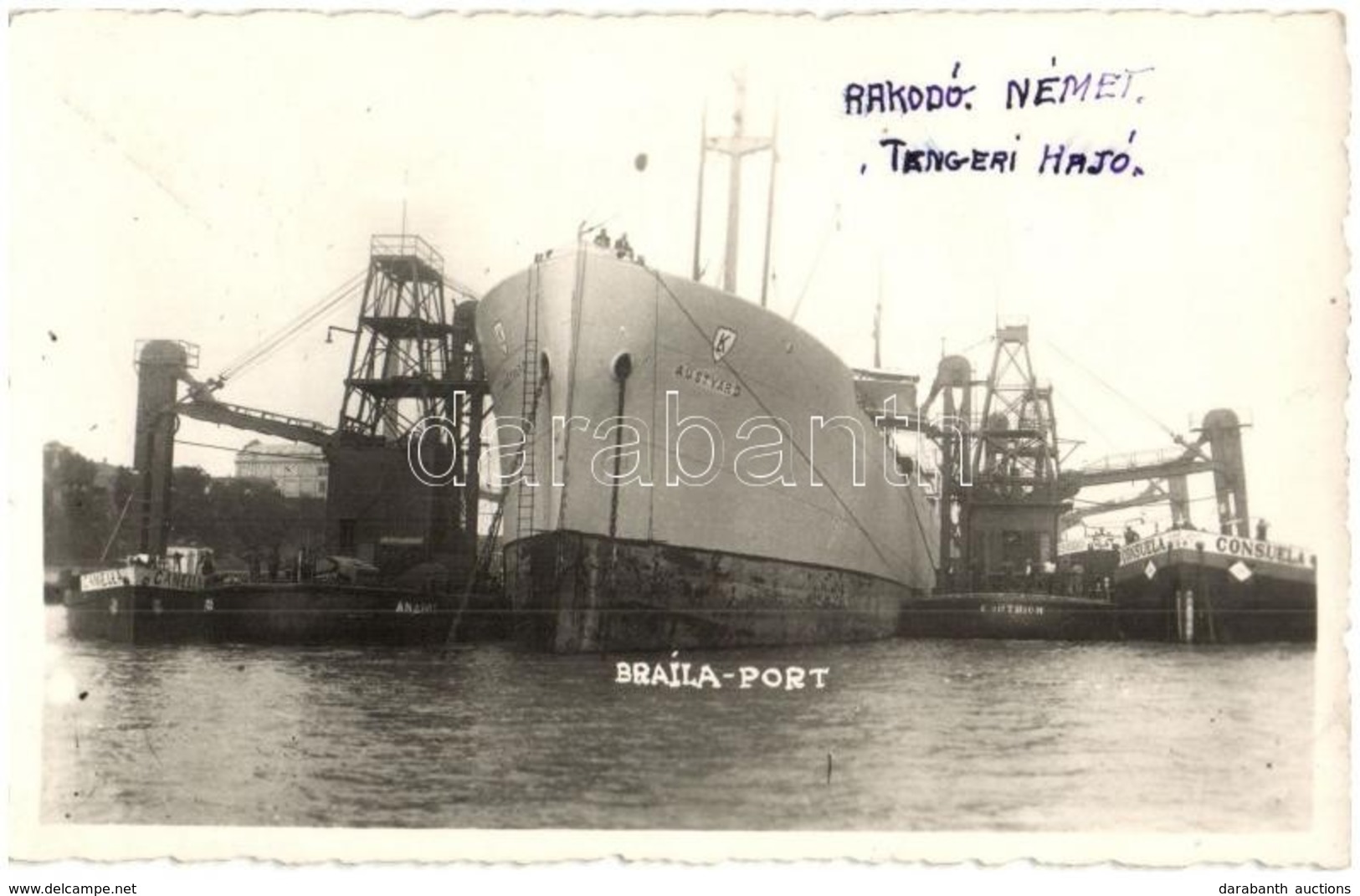 T2 1937 Braila, Kikötő, Rakodó Német Tengeri Hajó / Port, German Ship, Photo - Zonder Classificatie