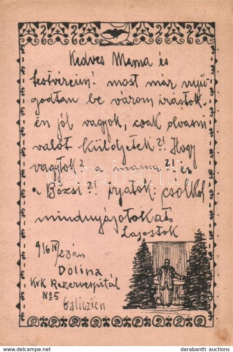 T2 Kézzel Rajzolt Tábori Posta Levelezőlap / Handpainted WWI Austro-Hungarian Army Field Post Postcard - Ohne Zuordnung