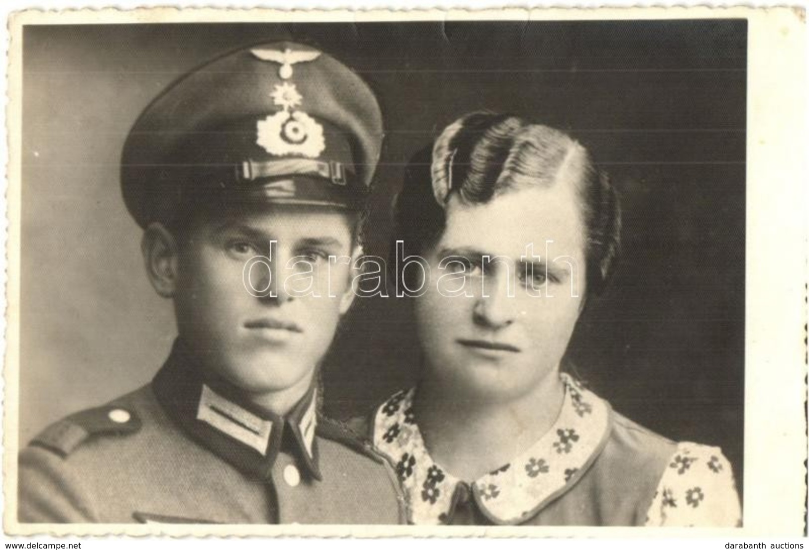 ** T2 WWII German Soldier Whit His Wife, Photo - Zonder Classificatie