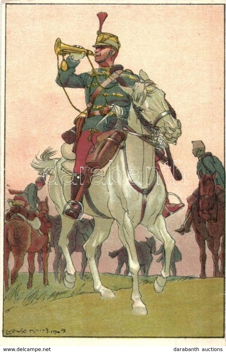 ** T2/T3 Fröhliche Weihnachten! Glückliches Neujahr! / K.u.K. Officers, Cavalry, Hussars, Military Art Postcard S: Ludwi - Zonder Classificatie