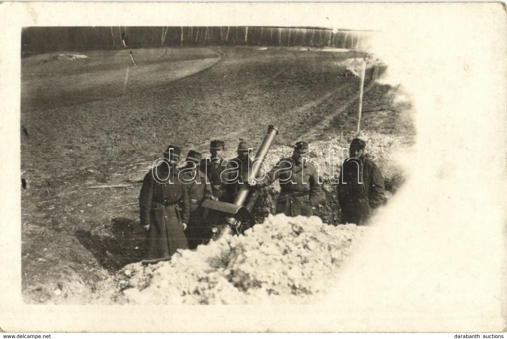 * T2/T3 Osztrák-magyar Katonák 12 Cm-es Aknavetővel / WWI Austro-Hungarian K.u.K. Military Soldiers With A 12 Cm Mine La - Zonder Classificatie