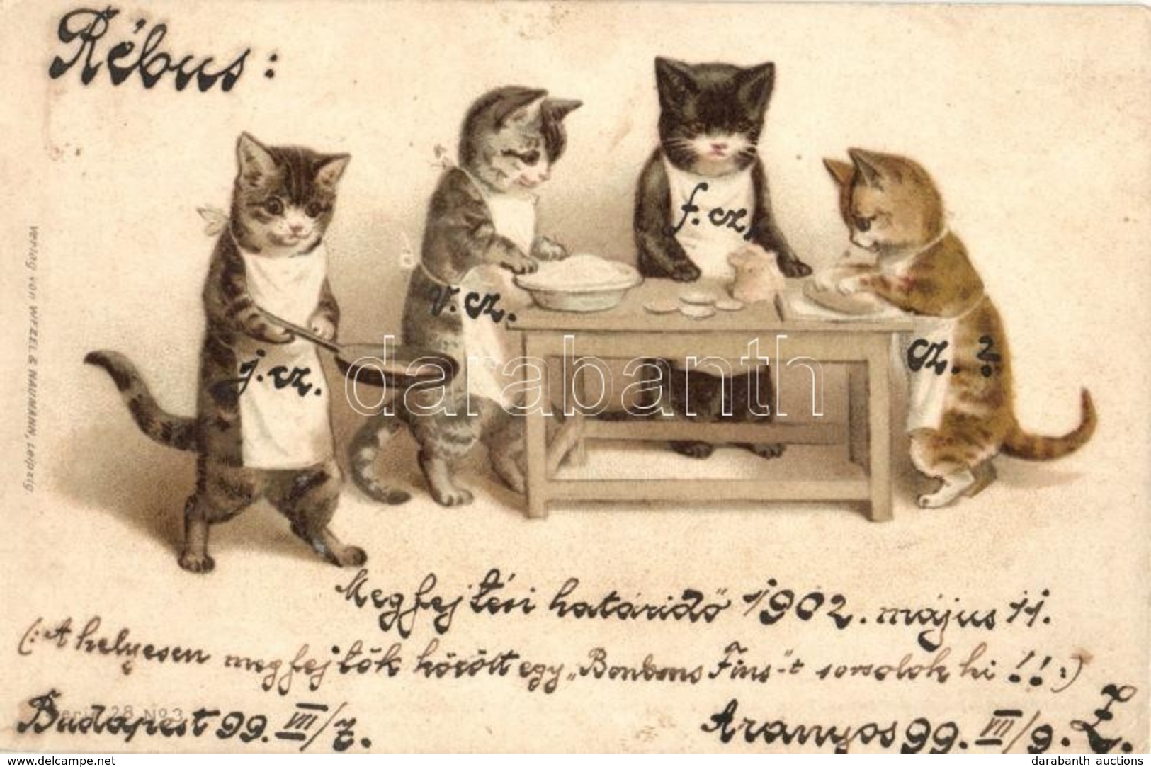 * T2/T3 1899 Cats Cooking, Wezel & Naumann Serie 28. No. 3. Litho (EK) - Ohne Zuordnung