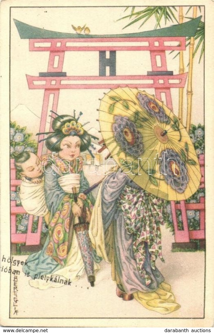 ** T2 Japanese Geishas. Italian Art Postcard. N.M.M. 475/8. S: Bertiglia - Zonder Classificatie