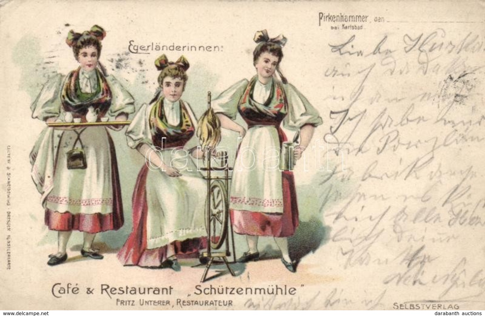 T2/T3 Café Schützenmühle, Folklore Litho - Ohne Zuordnung