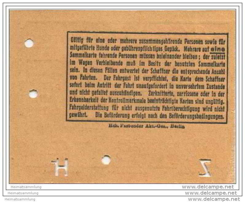 Berlin - BVG - Sammelkarte 1932 - Gültig Für 5 Fahrten Auf Der Strassenbahn Oder U-Bahn - Fahrkarte - Europa