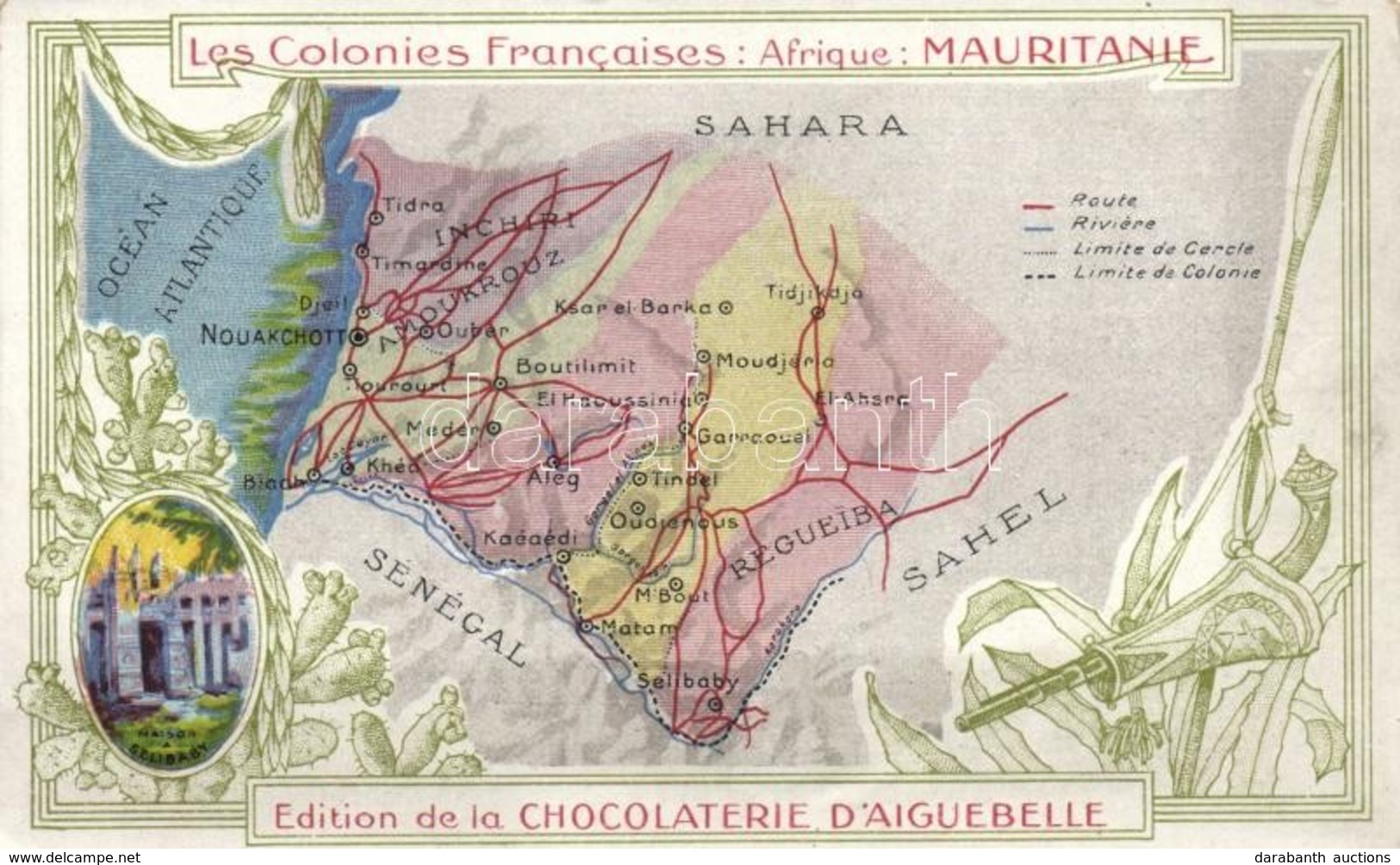 ** T2 Les Colonies Francaises: Afrique: Mauritanie / French Colony, Mauritania Map, Litho - Zonder Classificatie