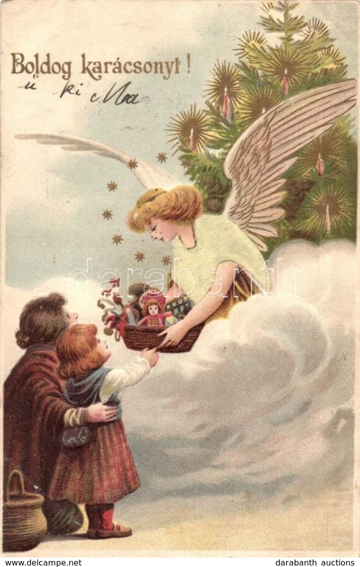 T2 1901 Boldog Karácsonyt! / Christmas Greeting, Angel, Litho, Emb. - Ohne Zuordnung