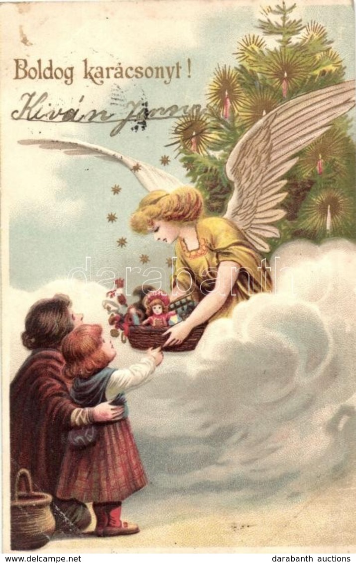 T2/T3 1902 Boldog Karácsonyt! / Christmas Greeting, Angel, Litho, Emb. (EK) - Zonder Classificatie