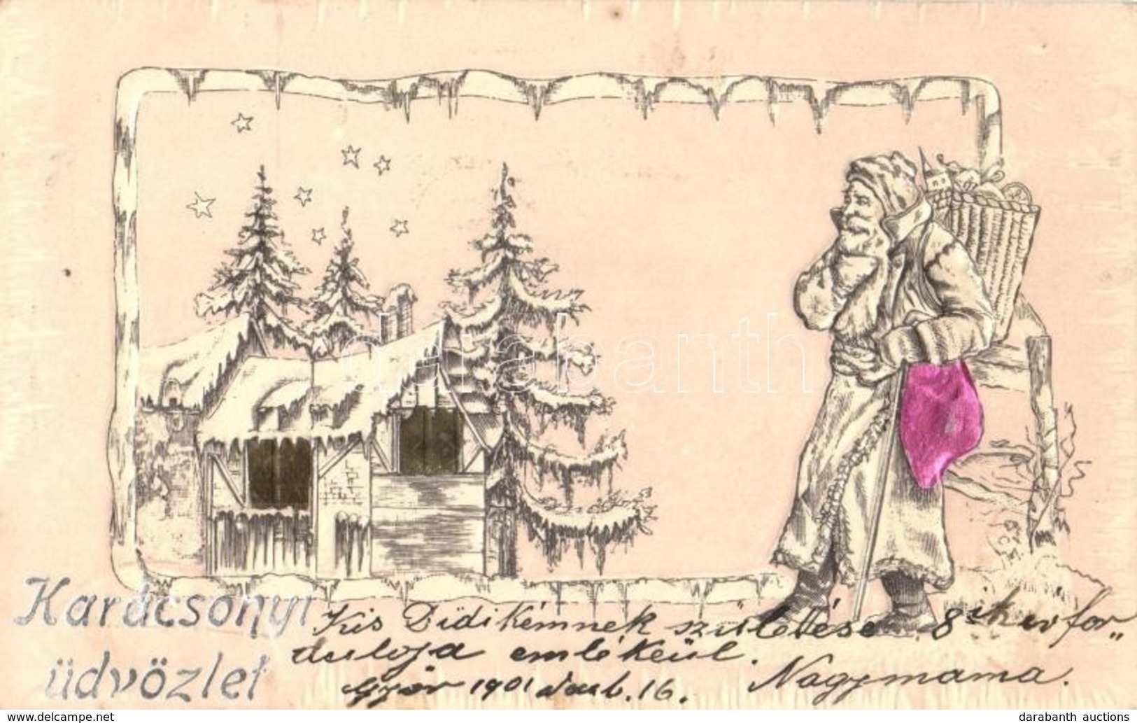 T2 1901 Karácsonyi üdvözlet / Christmas Greeting Postcard, Saint Nicholas, Litho Emb. - Non Classificati