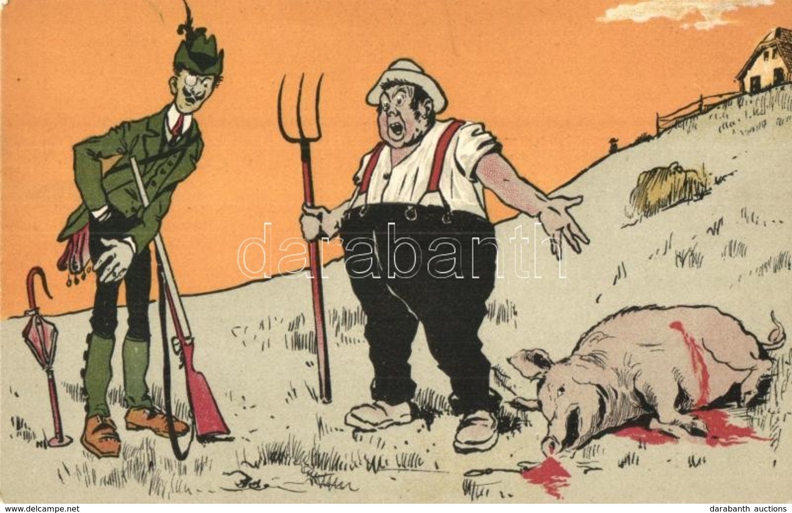 ** T2 Megalázó, Amikor Valakit Kocavadásznak Hívnak / Hunter Shot Down A Pig, Humor. E. S. D. 1649. - Non Classés