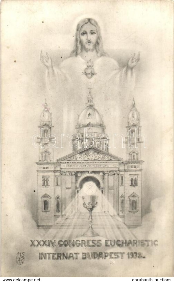 * T2 1938 Budapest, XXXIV. Nemzetközi Eucharisztikus Kongresszus Ritka Emléklapja / 34th International Eucharistic Congr - Ohne Zuordnung