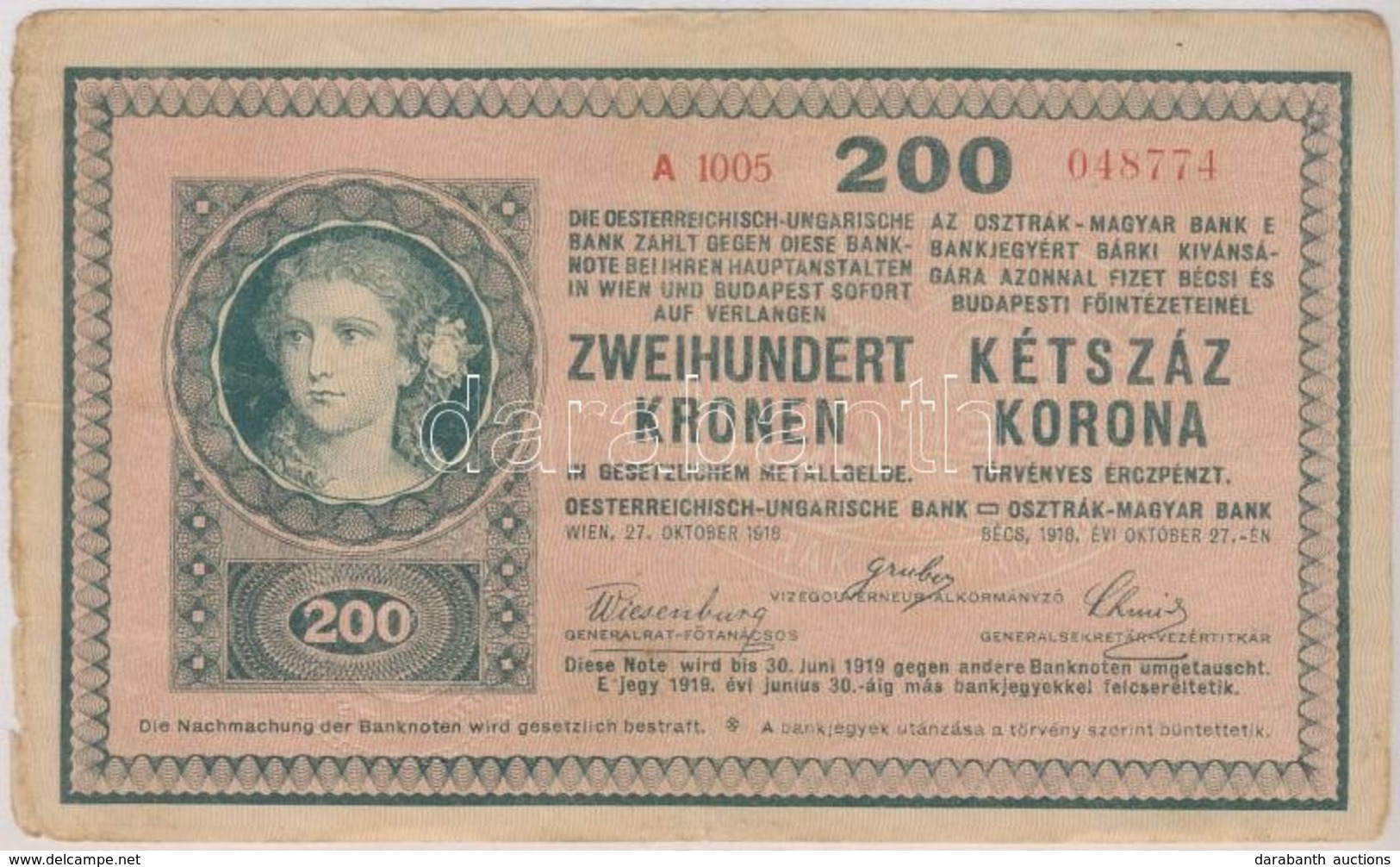 1918. 200K 'A 1005' Sima Hátlappal, 'Szegedi Bankegyesület Részvénytársaság 1906' Szárazpecséttel T:III-
Adamo K31/2B - Zonder Classificatie