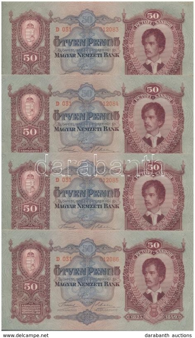 1932. 50P (4x) Sorszámkövetők T:I - Zonder Classificatie