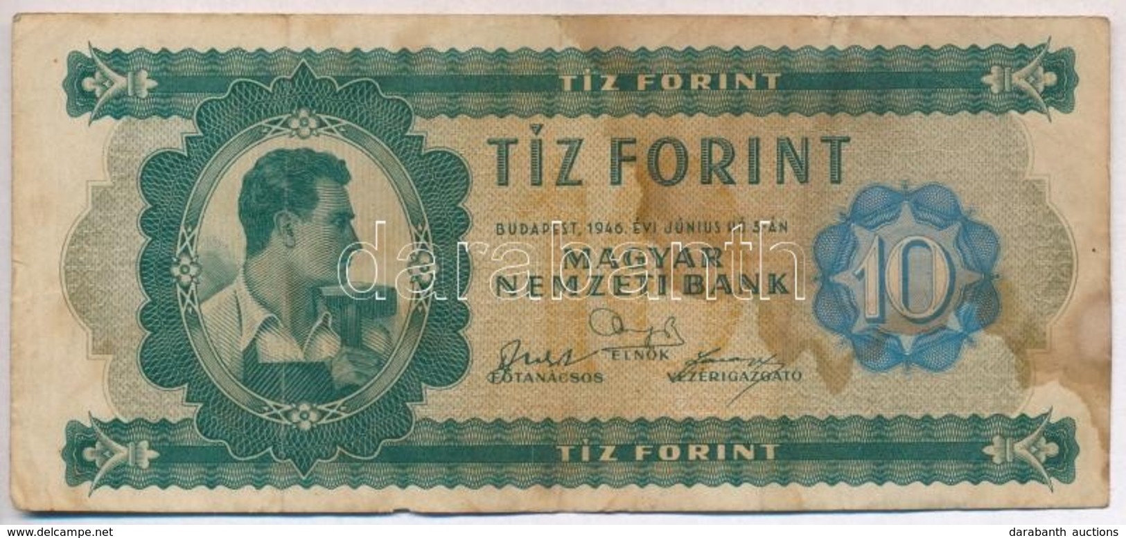 1946. 10Ft T:III,III- Fo.
Hungary 1946. 10 Forint C:F,VG Spotted
Adamo F1 - Ohne Zuordnung