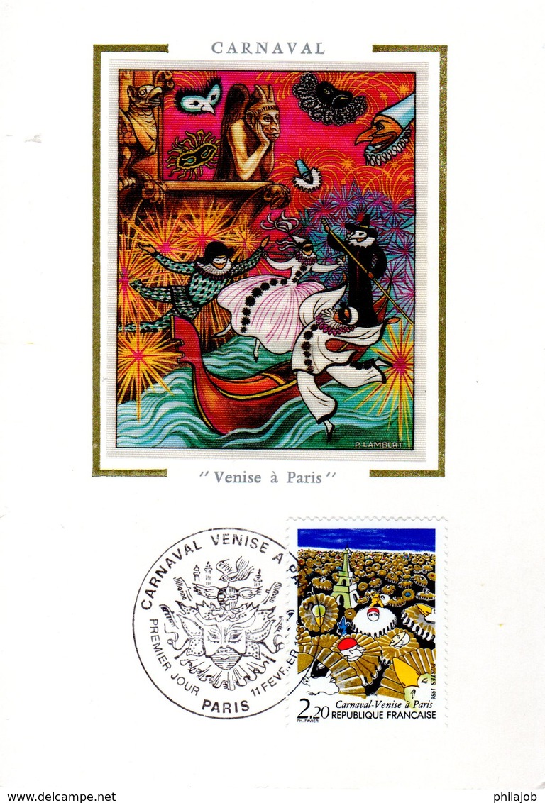 " CARNAVAL " Sur Carte Maximum En Soie De 1986. N° YT 2395. Parfait état. CM - Carnavales