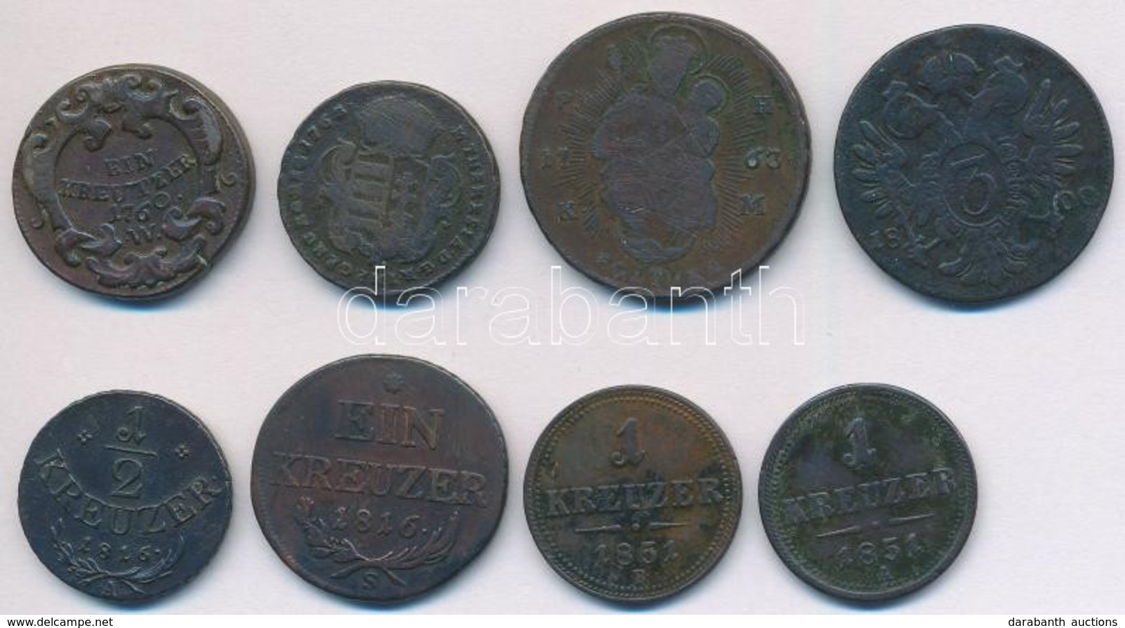 1760-1851. 8db-os Vegyes Krajcár Tétel, Főleg Magyar Verdejelűek, Közte 1816S 1kr Cu, 1851B 1kr Cu T:2-,3 - Zonder Classificatie