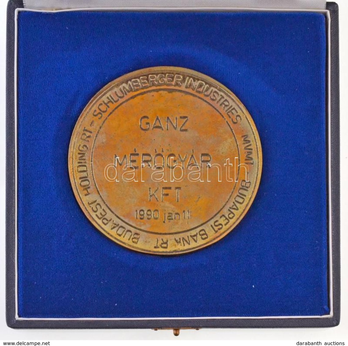 1990. 'GANZ Mérőgyár Kft.' Fém Emlékplakett Eredeti Dísztokban (92mm) T:2 - Zonder Classificatie