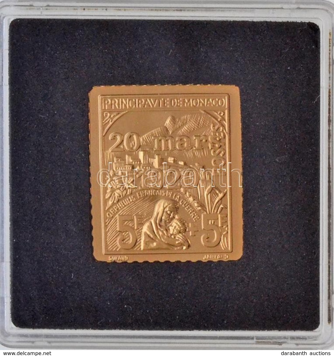 DN 'Világ Bélyegcsodái - Monaco 5 Frank + 5 Frank 1920' Aranyozott Cu Bélyegérem Tanúsítvánnyal (21,4x24,8mm) T:PP - Zonder Classificatie