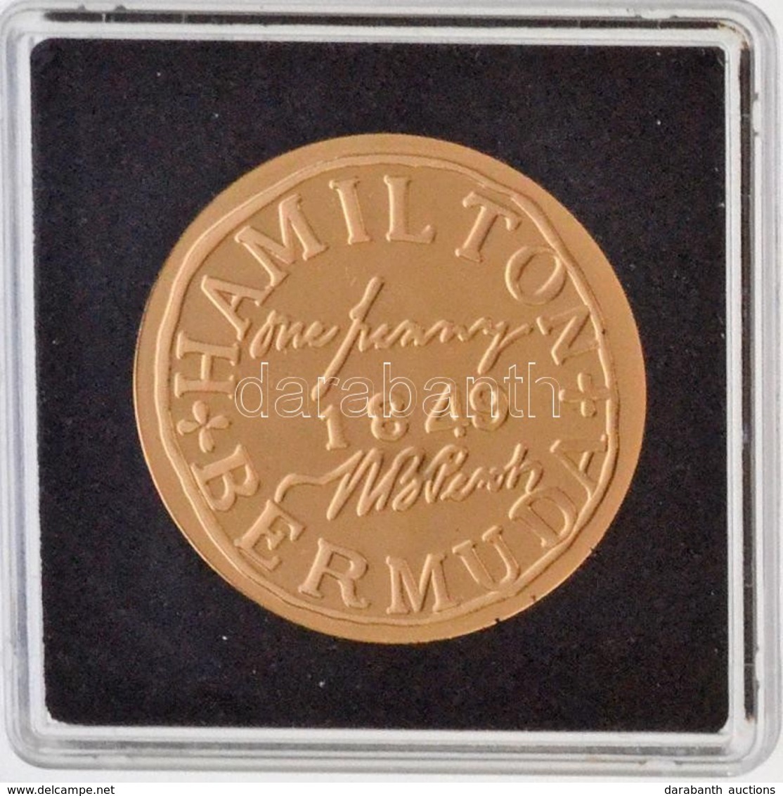 DN 'Világ Bélyegcsodái - Bermuda 1 Penny 1849' Aranyozott Cu Bélyegérem Tanúsítvánnyal (32mm) T:PP - Zonder Classificatie