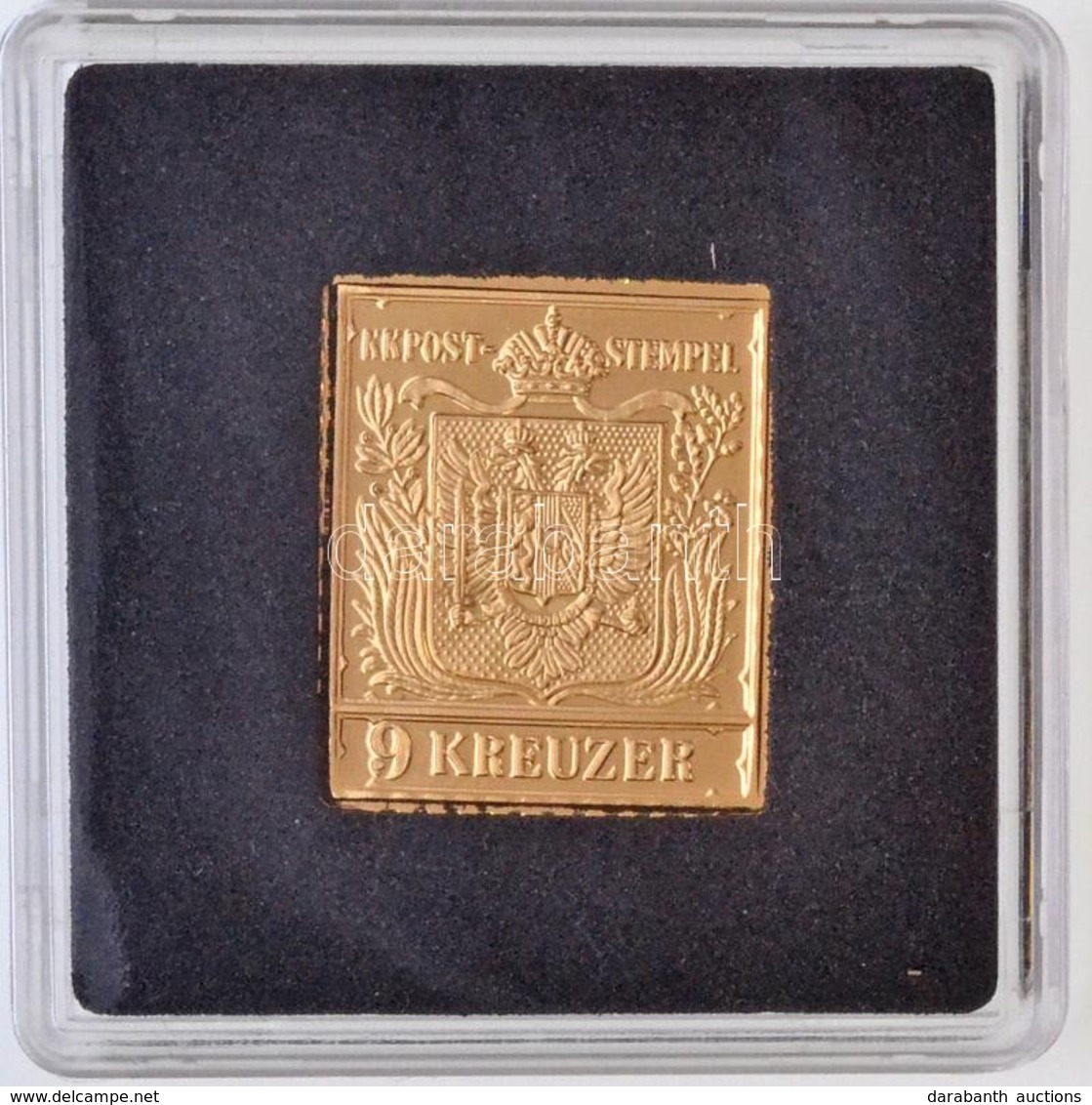 DN 'Világ Bélyegcsodái - Habsburg Birodalom 9 Kreuzer 1850' Aranyozott Cu Bélyegérem Tanúsítvánnyal (21,4x24,8mm) T:PP - Ohne Zuordnung
