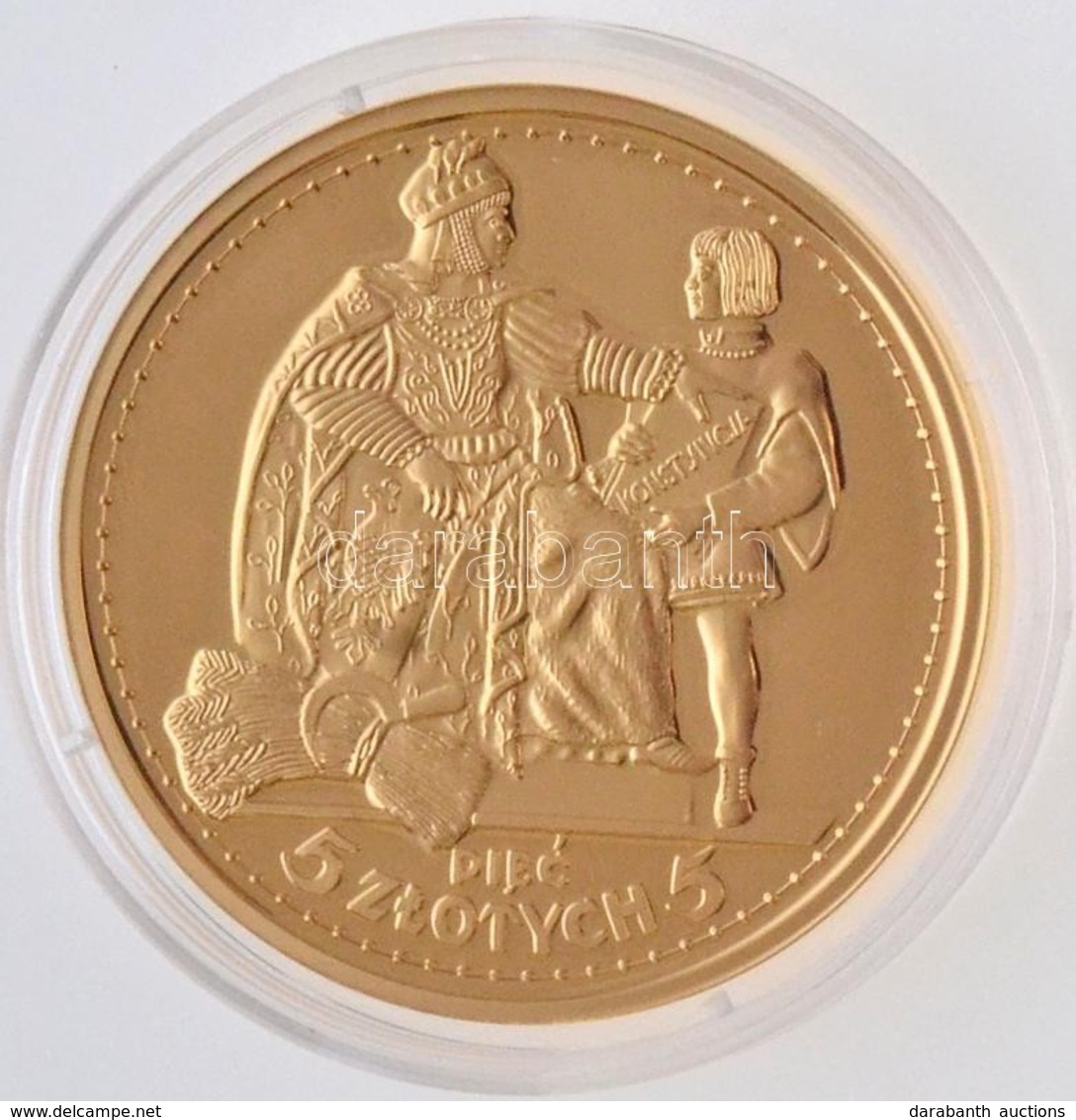 DN 'Történelmi Aranypénzek - Lengyel Alkotány 5 Zloty 1925' Aranyozott Cu-Ni Utánveret 'COPY' Beütéssel, Tanúsítvánnyal  - Zonder Classificatie