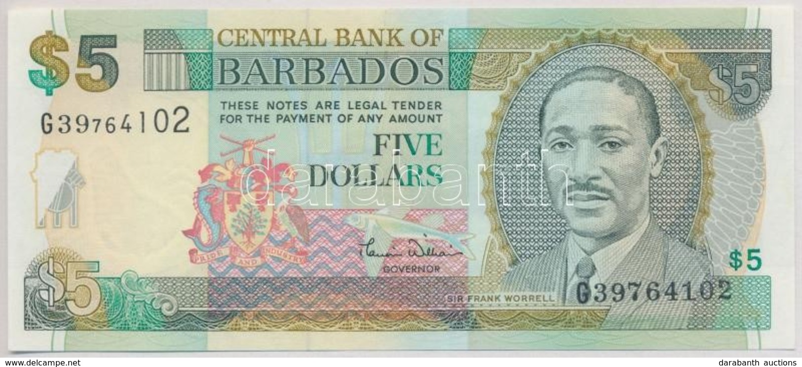 Barbados 2007. 5$ T:I 
Barbados 2007. 5 Dollars C:UNC
Krause 61 - Zonder Classificatie