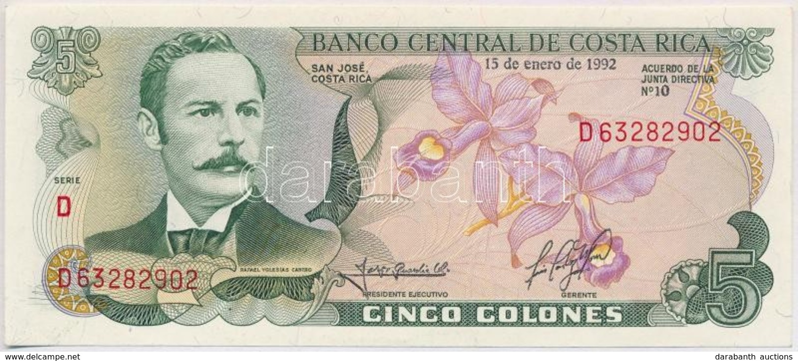 Costa Rica 1992. 5C T:I 
Costa Rica 1992. 5 Colones C:UNC 
Krause 236.e - Ohne Zuordnung