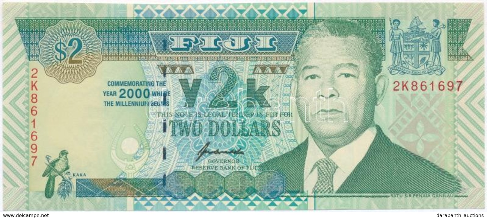 Fidzsi-szigetek 2000. 2$ 'y2k' T:I 
Fiji Islands 2000. 2 Dollars 'y2k' C:UNC - Zonder Classificatie