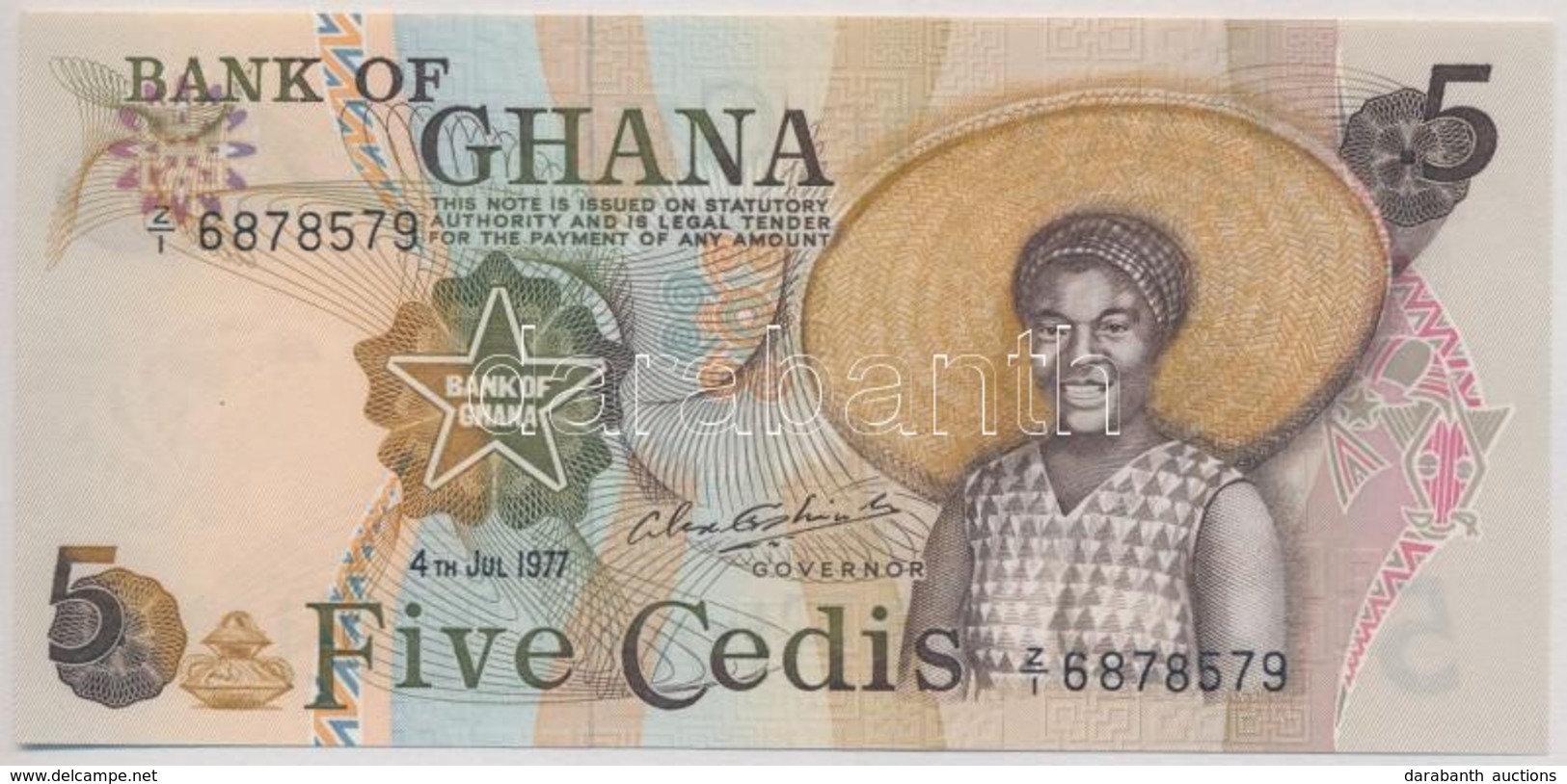 Ghána 1977. 5C T:I
Ghana 1977. 5 Cedis C:UNC
Krause 15.b - Zonder Classificatie