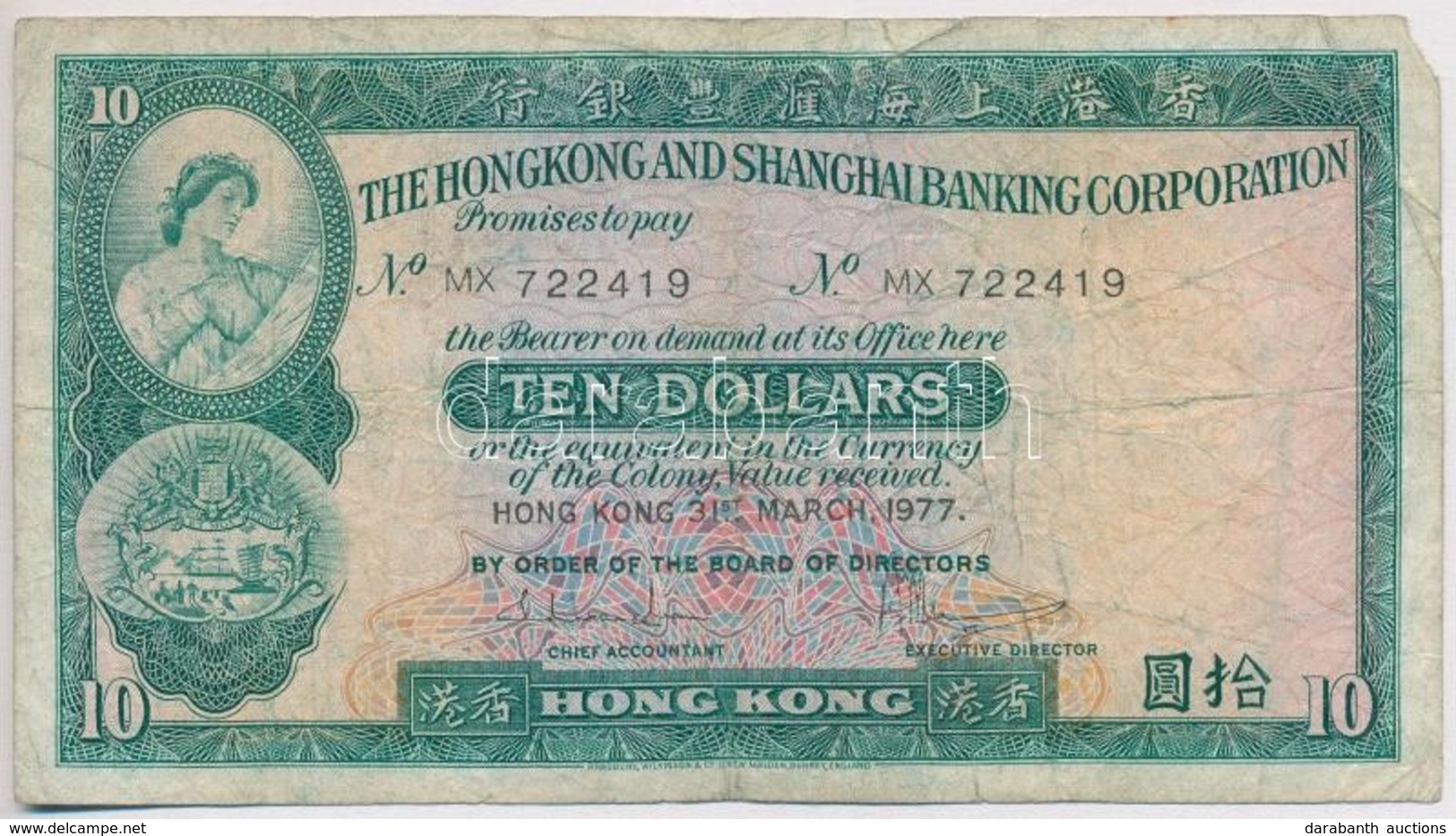 Hongkong 1977. 10$ T:III-
Hong Kong 1977. 10 Dollars C:VG Anyaghiány
Krause 182.h - Non Classés