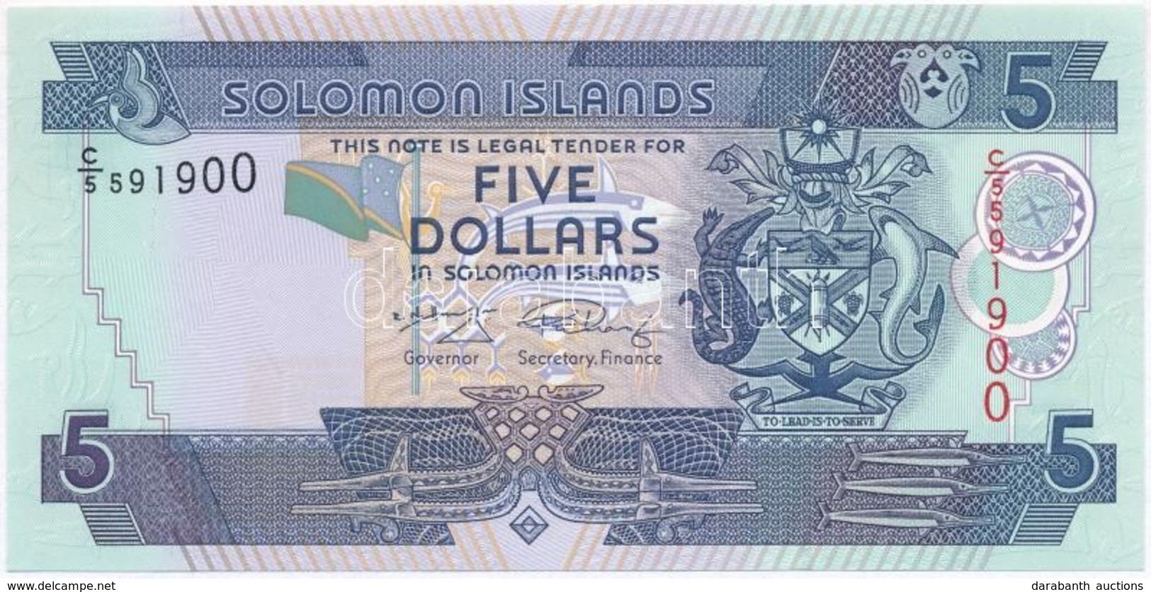 Salamon-szigetek 1997. 5D T:I
Solomon Islands 1997. 5 Dollars C:UNC
Krause 19 - Zonder Classificatie