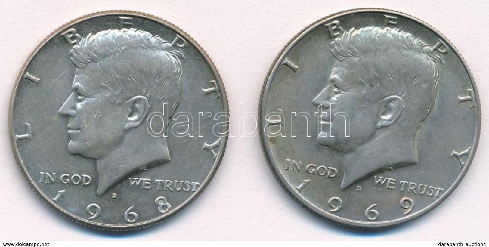 Amerikai Egyesült Államok 1968D-1969D 1/2$ Ag 'Kennedy' (2x) T:2 
USA 1968D-1969D 1/2 Dollar Ag 'Kennedy' (2x) C:XF - Ohne Zuordnung