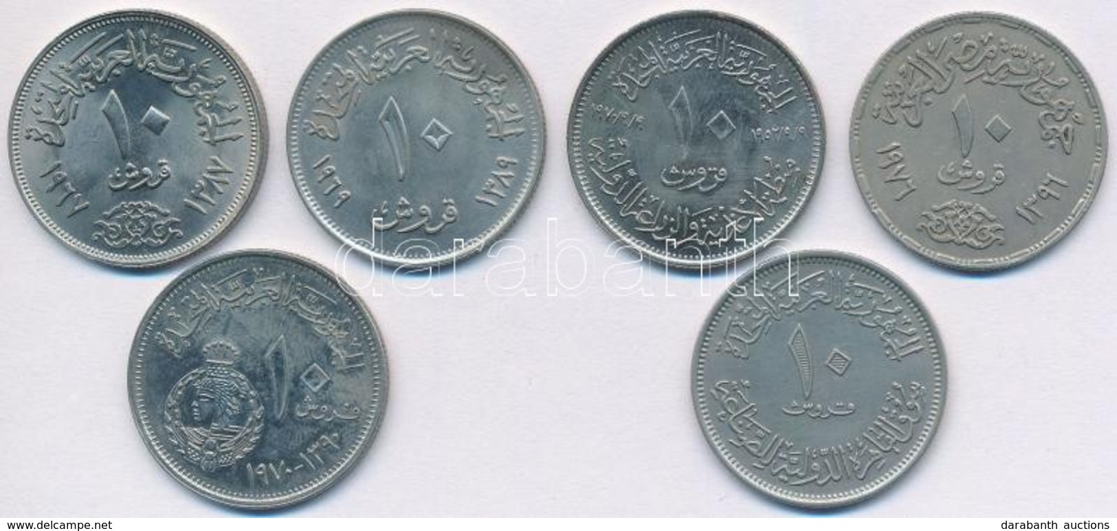 Egyiptom 1967-1976. 10p Cu-Ni (6xklf) T:1-
Egypt 1967-1976. 10 Piastres Cu-Ni (6xdiff) C:AU - Zonder Classificatie