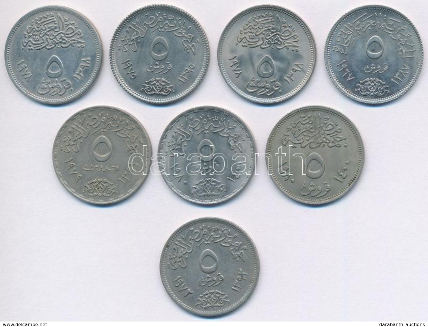 Egyiptom 1967-1980. 5p Cu-Ni (8xklf) T:1-
Egypt 1967-1980. 5 Piastres Cu-Ni (8xdiff) C:AU - Zonder Classificatie