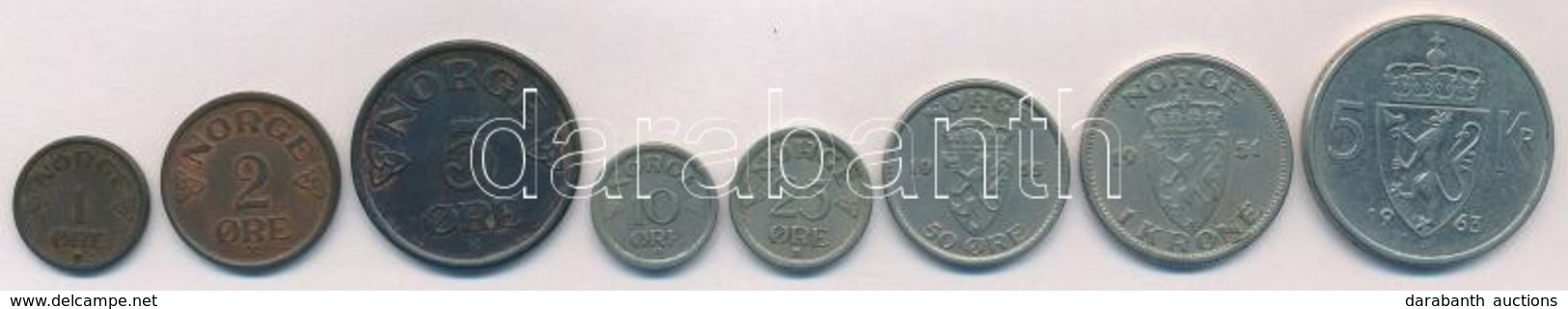 Norvégia 1951-1963. 1ö-5K (8xklf) T:2
Norway 1951-1963. 1 Öre - 5 Kroner (8xdiff) C:XF - Zonder Classificatie