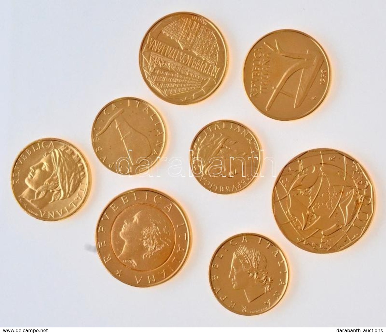 Olaszország 1989-1999. 5L-1000L (8xklf) Aranyozott Forgalmi Sor T:1
Italy 1989-1999. 5 Lire - 1000 Lire (8xdiff) Gold Pl - Zonder Classificatie