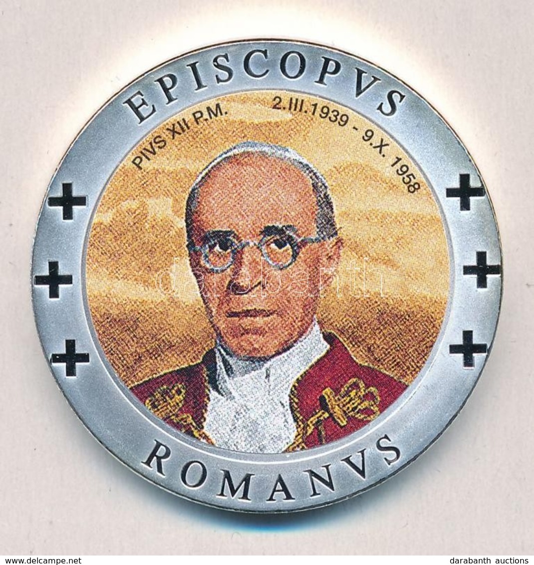 Vatikán ~2005. 'XII. Pius Pápa' Ezüstözött Multicolor Emlékérem (40mm) T:PP 
Vatican ~2005. 'Pope Pivs XII' Silver-plate - Zonder Classificatie