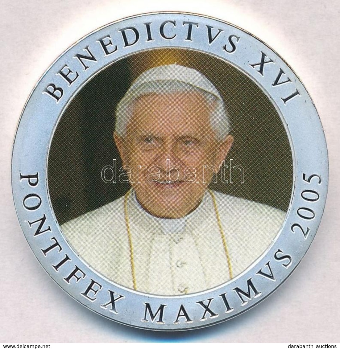 Vatikán 2005. 'XVI. Benedek Pápa' Ezüstözött Multicolor Emlékérem (40mm) T:PP 
Vatican 2005. 'Pope Benedictvs XVI' Silve - Zonder Classificatie