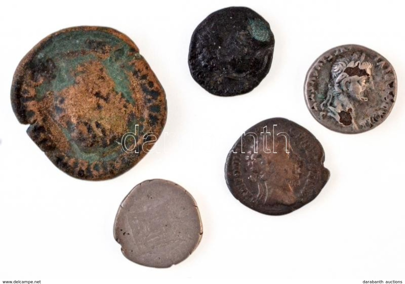 5db-os Vegyes Római Denár és Rézpénz Tétel, Közte Hamis Darabbal Is T:2-,3
5pcs Of Various Roman Silver And Copper Coins - Zonder Classificatie