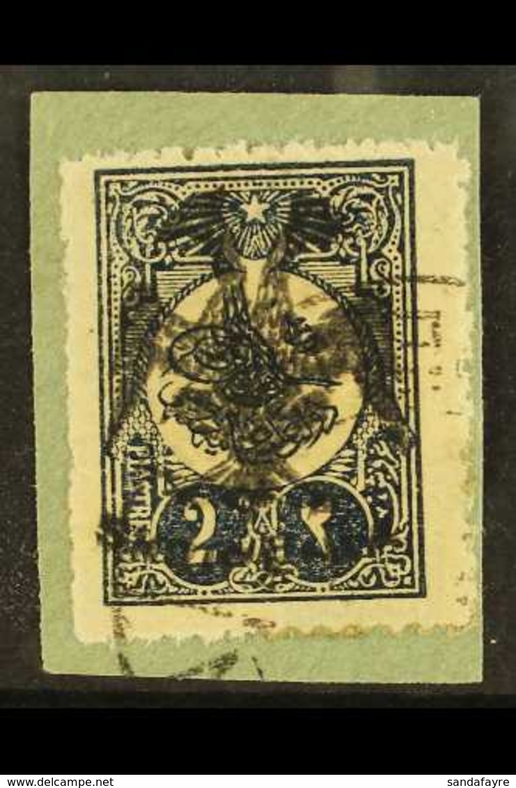 1913 2pi Blue- Black Plate 1, Michel 8, Superb Used On Piece. Signed Raybaudi.  For More Images, Please Visit Http://www - Albania