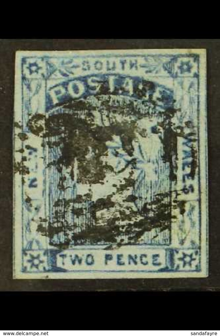 NEW SOUTH WALES 1851-55 2d Indigo, Variety "WAEES" SG 61a, Four Margins, Lightly Cancelled.  For More Images, Please Vis - Altri & Non Classificati