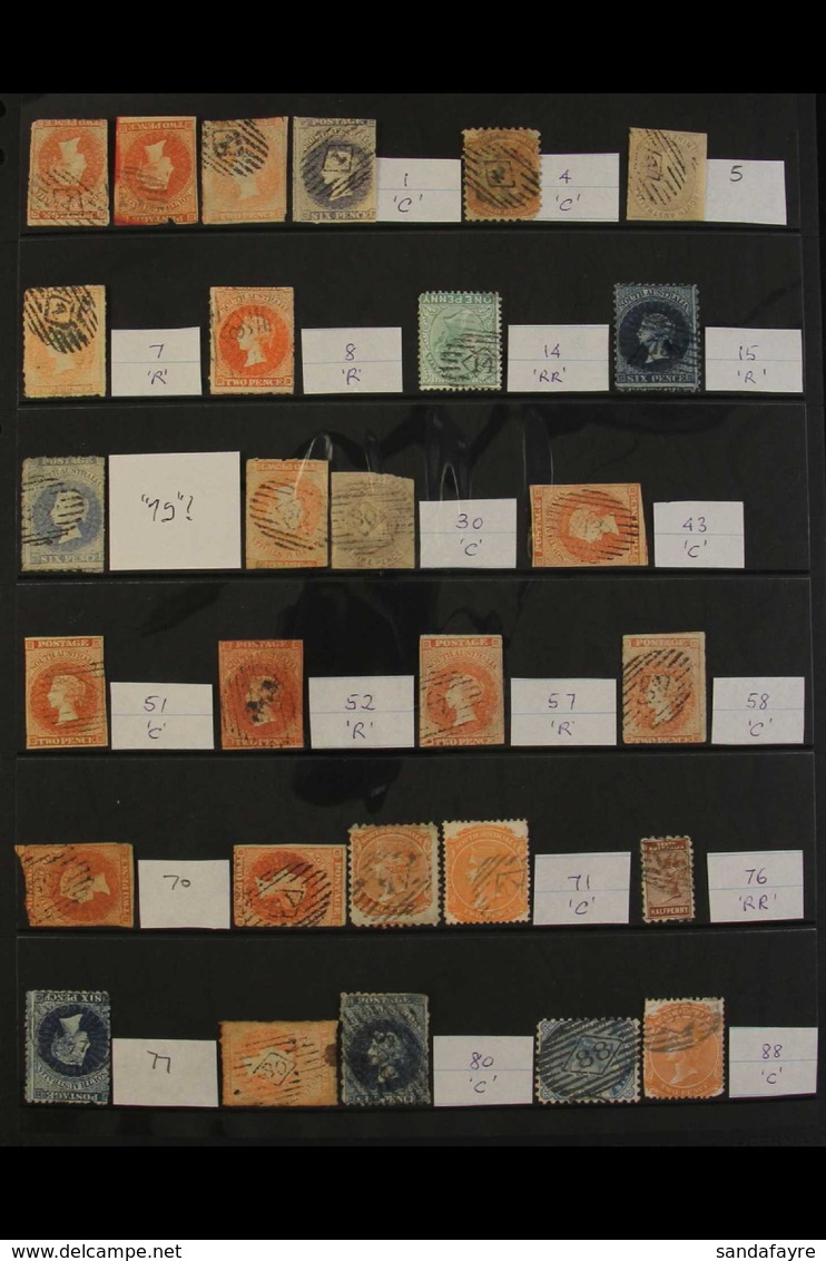 SOUTH AUSTRALIA NUMERAL POSTMARKS - Collection, Neatly Laid Out In Numerical Order, On Stock Pages, Between "1" & "307," - Altri & Non Classificati