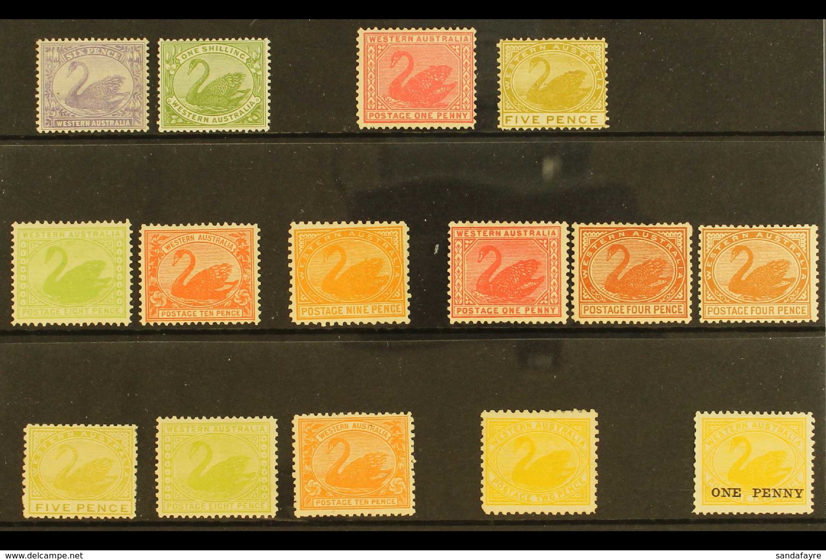 WESTERN AUSTRALIA 1901-12 FINE MINT COLLECTION Presented On A Stock Card. Includes 1902-11 1d 5d, 8d & 10d Plus A Perf 1 - Sonstige & Ohne Zuordnung