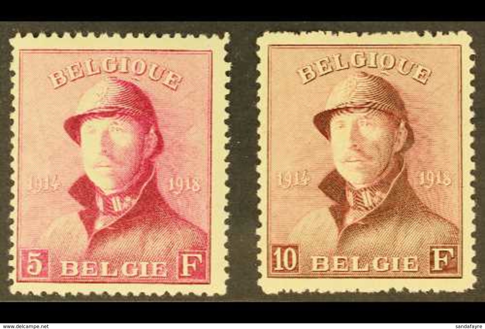 1919-20 "Tin Hat" 5f Carmine-lake And 10f Purple (SG 249/50, COB 177/78, Mi 157/58), Fine Fresh Mint. (2 Stamps) For Mor - Altri & Non Classificati