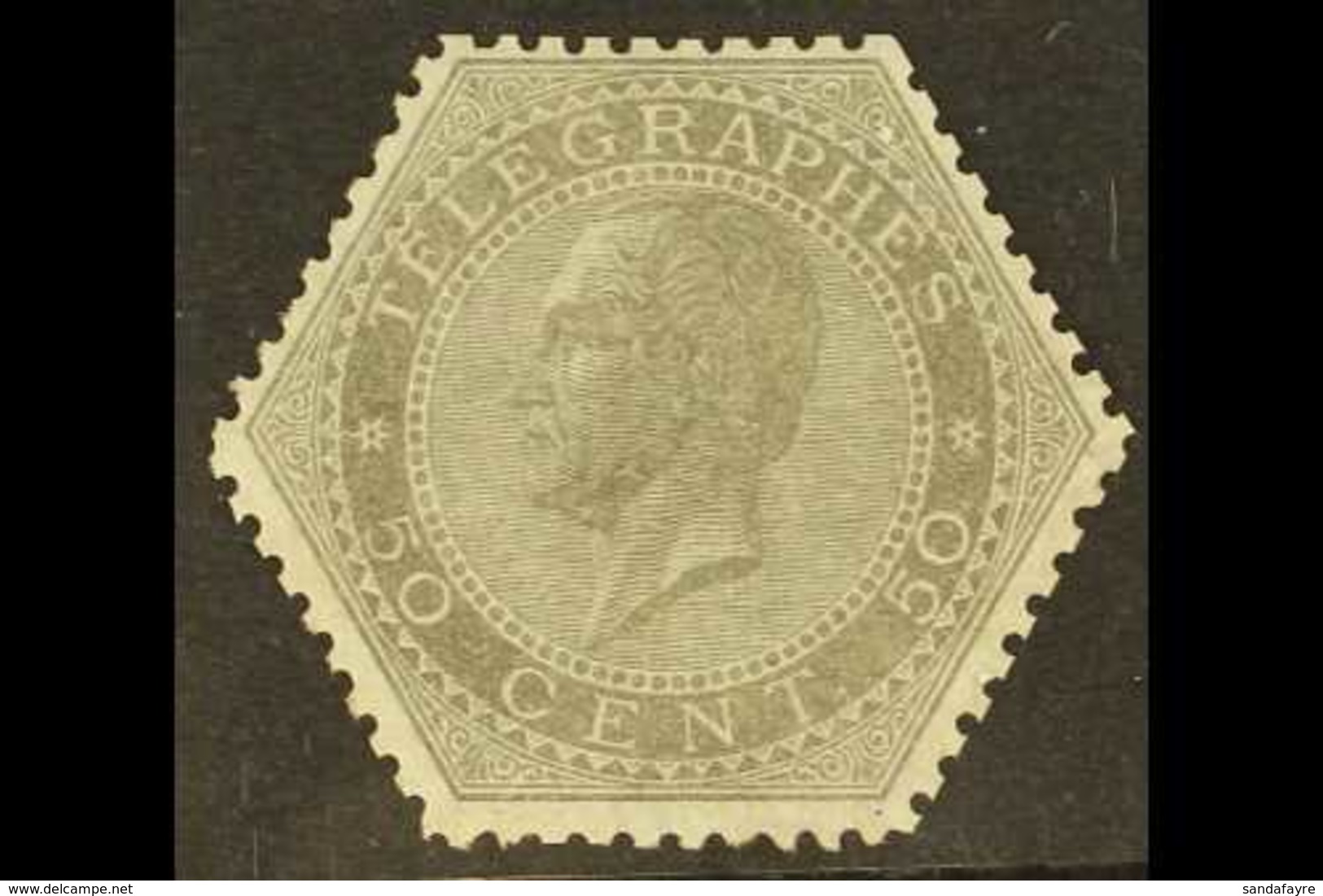 TELEGRAPH STAMP 1866 50c Grey (COB TG1, Michel 1a), Fine Mint, Fresh Colour, Scarce. For More Images, Please Visit Http: - Sonstige & Ohne Zuordnung